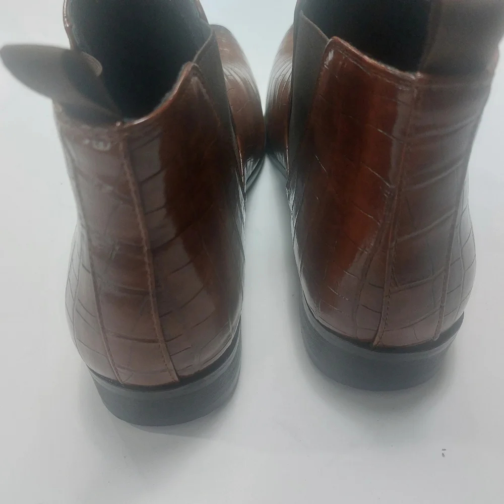 Elegant Brown Leather Men's Shoes Size 48 NWNB